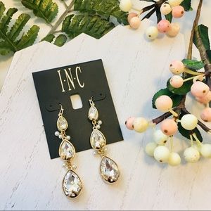 INC Leaf Crystal Drop Earrings